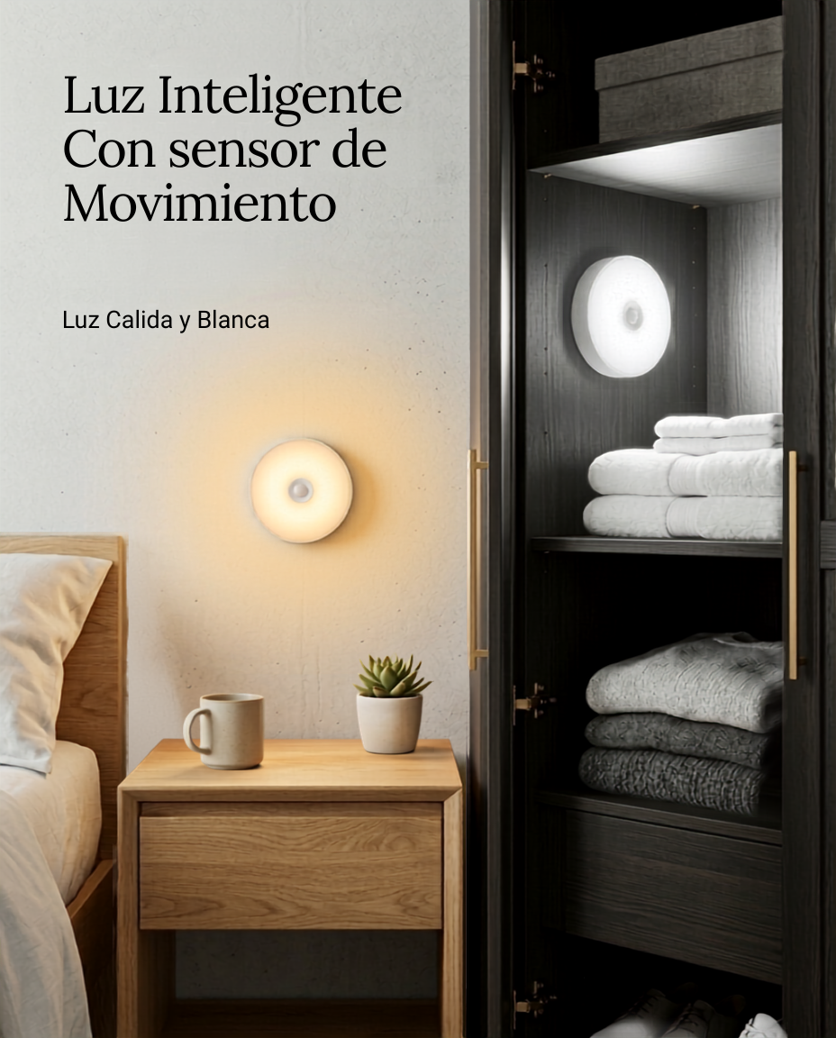 Kit X3 Lámparas LED Con Sensor De Movimiento Inteligente Recargables USB